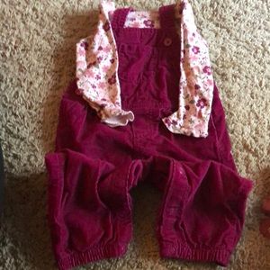 Carters 9m burgundy overall set